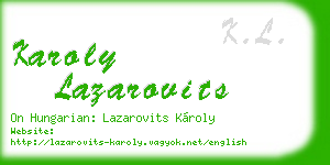 karoly lazarovits business card
